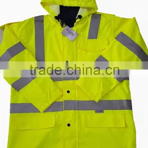 EN471 His -vis Raincoat With Reflective Reflective thumbnail-1