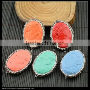 Wholesale LFD-0030B Mixed Color Cameo Pave Rhinestone Crystal Connector Beads Jewelry Making thumbnail-1