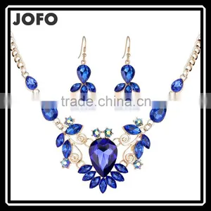 Jofo Brand 2016 Latest Popular Lady Alloy Blue Crystal Jewelry Set For Women and Lady thumbnail-1