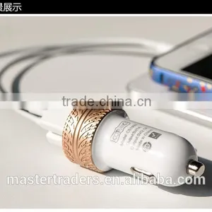 Coteetci Dual USB Ports For Phone 3.6A Fast Charging Tire Texture Design Aluminum Car Charger For Samsung/iPhone/HTC/LG TB-0189 thumbnail-4
