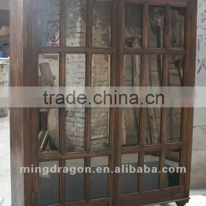 Chinese Antique Furniture Pine Shan Wood Glass Bookshelf thumbnail-1