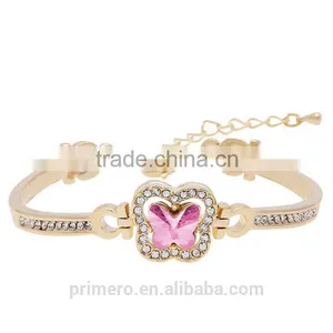 Austria Crystal Rhinestone Gold Charm Bracelets Elegant Butterfly Bangle For Women thumbnail-2