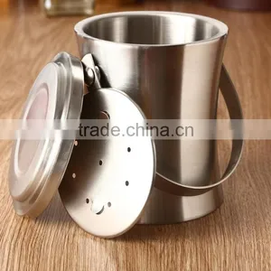 Double Wall Handle Champagne Bucket Cooler Beer Ice Bucket With Leak Mesh and Tong thumbnail-1