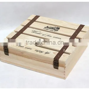 Custom Unfinished Pine Wood Wine Gift Box Wine Packaging Box thumbnail-2