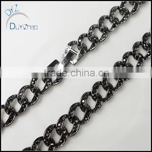 Hip Hop Necklace Jewelry, Hip Hop Black Cuban Necklace thumbnail-1