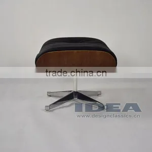 Replica Charles Ottoman Walnut Veneer Black Leather thumbnail-1