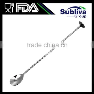 Manufacturer Food Grade 280mm Stainless Steel 304 Metal Disc Tail Bar Spoon thumbnail-1