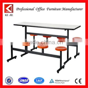 College/university Canteen Furniture Latest Design Dining Table Attached School Desks and Chair thumbnail-1