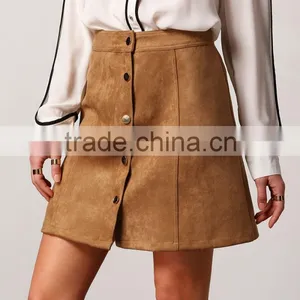 Suede Ladies Designer Skirt Suits thumbnail-2