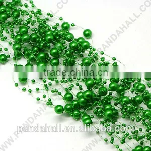 Plastic Pearl Beaded Cord, Jewelry Accessoires Rope, Christmas Decoration Material, Green, 51"/strand(OCOR-G001-09) thumbnail-1