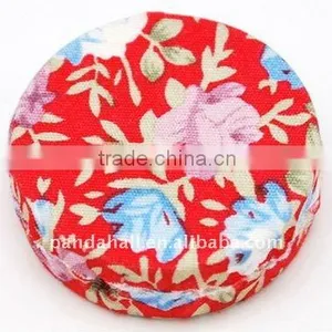 Woven Cloth Woven Beads, Acrylic With Cloth, Red, Flat Round, 33x11mm, Hole: 3mm.(WOVE-R002-13) thumbnail-1