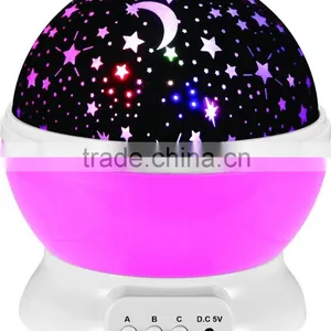 Bright Colours 360 Degree Moon Star Projection Night Light - Kids Baby Bedroom and Nursery - Great Gift Idea thumbnail-2