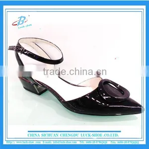 Black PU Leather Women Flat Dress Shoes Soft Ankle Strip Plus Size Women Flat Sandals thumbnail-1