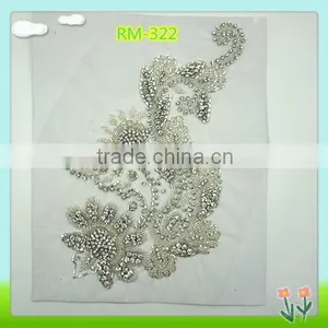 2015 Newest Sew on Tulle Flower Applique With Rhinestone thumbnail-1