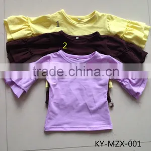 Many Colors Half Sleeve Cotton Girls Ruffle Shirt Wholesale Children Clothing Usa Long Sleeve Children Boutique Summer 2016 thumbnail-1