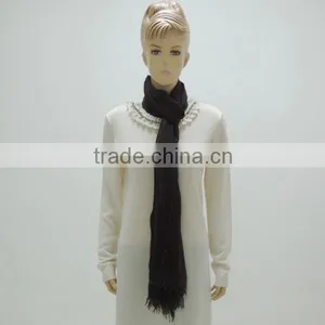 TY29 Fashion Ladies' Winter Grey Colour Cotton&Acrylic Long Scarf With Tassels thumbnail-1