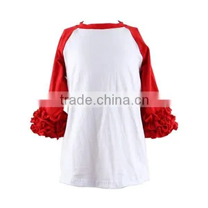 Wholesale Ruffle Raglan Shirt Little Girl Kids Boutique Shirts Latest Design Girls Top thumbnail-1