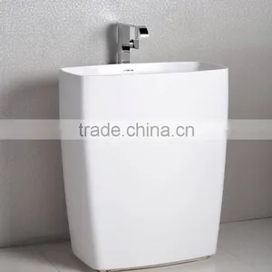 100% Acrylic Solid Surface Pedestal Basin,,Artificial Stone Freestanding Washing Basin thumbnail-3