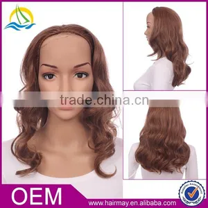 High Quality Deep Wave Synthetic Wig Blonde u Part Ombre Color China Wig Supplier thumbnail-1