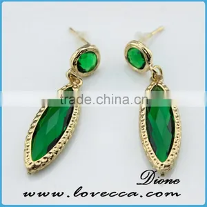 DIY Fashion Jewelry Green Bezel Sets Stones Cheap Drop Earring Crystal thumbnail-1