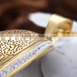 Stainless Steel Unique Crystal Design Gold Plated Pendant thumbnail-4