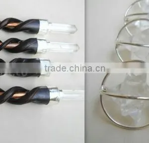 CRYSTAL QUARTZ SPINNING MARKABA STAR SPIRAL WOODEN HEALING WAND thumbnail-1