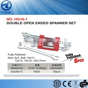 Fully Polished Double Open End Wrench Spanner Set thumbnail-1