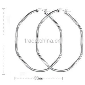 Latest Women Fashion Brand Stainless Steel Never Fade Silver Square Hoop Earrings Jewelry thumbnail-3