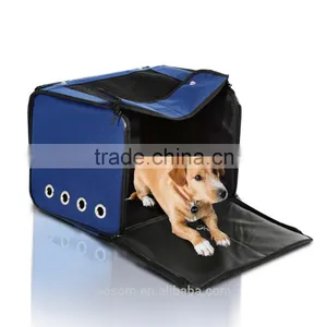 Pawhut Collapsible Folding Soft Portable Pet Crate Carrier - Dark Blue thumbnail-3