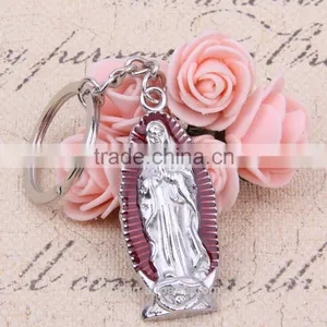 2016 New Design Key Chain Ring Custom Key Holder Our Lady of Guadalupe Metal Cross Key Chain Split Key Ring Clip Wholesale thumbnail-2