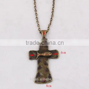 New Arrival 2016 Design Fashion Jewelry Cross & Fish Handmade Chain Necklace Religious Brass Finish Big Cross Necklace thumbnail-3