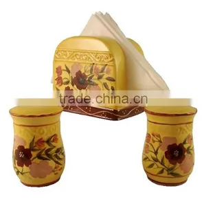 Personalized Handmade Color Glazed Decorative Ceramic 3PC SET NAPKIN HOLDER thumbnail-1