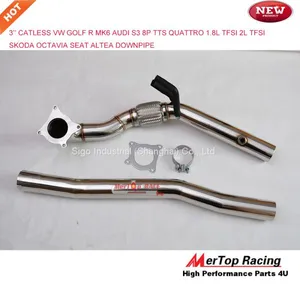 Mertop Race New 3'' 76mm Catless High Flow VW Golf R MK6 Aud* TTS Aud* S3 AUD* A3 8P Quattro 1.8L TFSI 2L TFSI Downpipe thumbnail-1