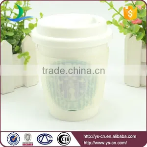 Factory Travel Reusable Ceramic White Starbucks Mug With Lid thumbnail-1