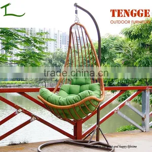 Half Moon Shape Wide Resin Wicker Single Seat Swing Chair thumbnail-1