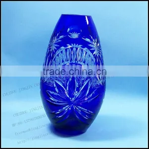 Hand Etched Overlay Flower Shop Best Selling China Glass Vase thumbnail-2