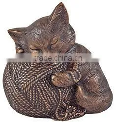 Brass Pet Cremation Urns With Sleeping Cat Urn thumbnail-1