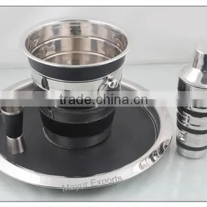 Stainless Steel Bar Set With Leather thumbnail-1