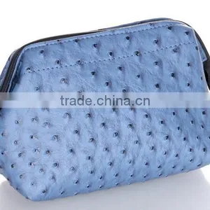 Fashion PU Ostrich Grained Leather Makeup Cosmetic Pouch Bag Storage Holder Case Hand Bag thumbnail-1