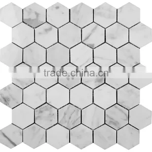 MM-CV253 Premium House Decorative Natural Hexagon White Marble Mosaics thumbnail-1