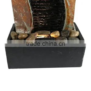 Bending Slate Tabletop Water Fountain With LED Light thumbnail-5