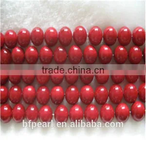Most World Pearls Jewelry 14mm Red Round Shell Pearl Beads Loose Strand thumbnail-1