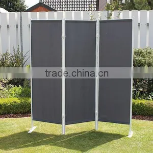 3 Pieces Privacy Room Divider Grey Folding Paravent thumbnail-1