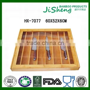 Wholesales Home Storage Bamboo Knife Organizer Box With Clear Cover thumbnail-1