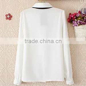 Ladies New Design Fashion White Chiffon Shirt ; Blouse ; thumbnail-2
