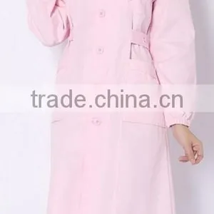 Cutomized Pink 100%cotton Nurse Uniform Long Sleeve Overcoat thumbnail-1