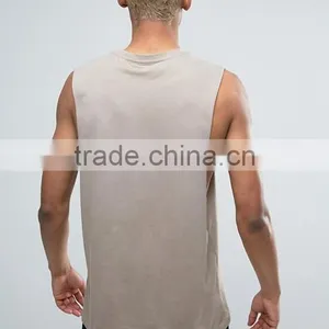 2017 High Quality New Design Summer Custom Brown Color Gym Wear Comfortable Cotton Polyester Fashion Men's Sport Tank Vest thumbnail-2