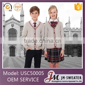 Latest Grey Custom Unisex Cardigan Sweater School Uniform Design thumbnail-1