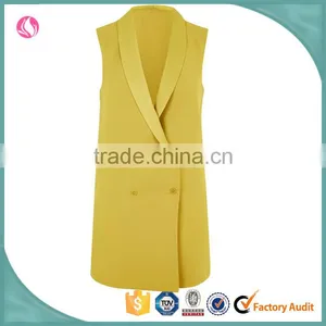 Double Breast Women Fall Formal Sleeveless Jacket for Ladies thumbnail-1