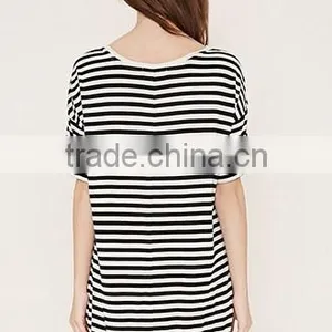 Contracted Stripe Straight Dress With Short Sleeves thumbnail-3